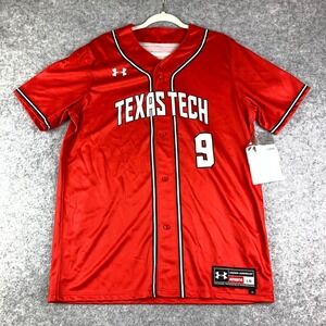 Texas Tech Red Raiders Baseball Jersey Men Large Red #9 Under Armour Team Issued